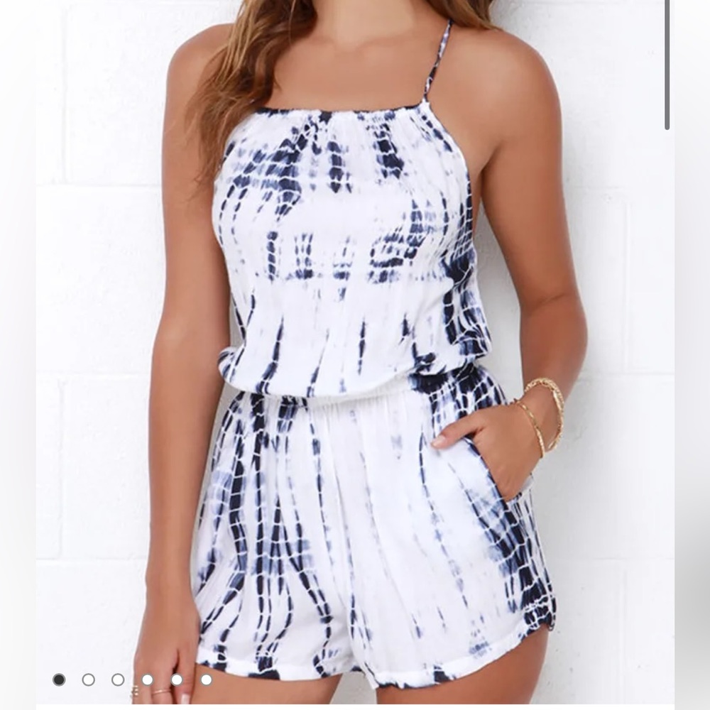Lulu’s blue and white tie dye romper
